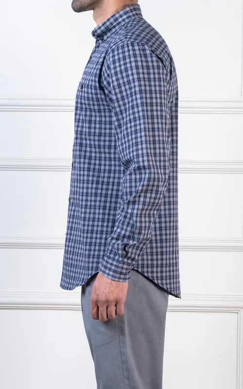 CHECKED CASUAL SHIRT GREY NAVY